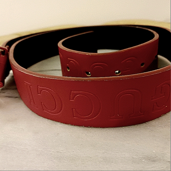 GUCCI Vtg Auth RED BELT 44" Metal GG - Picture 3 of 6